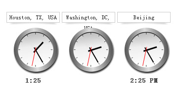 同时显示世界各地时间的会走动的时钟