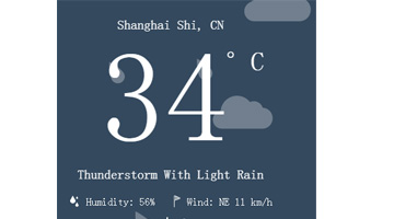 输入城市名称显示动画天气预报，支持中文输入