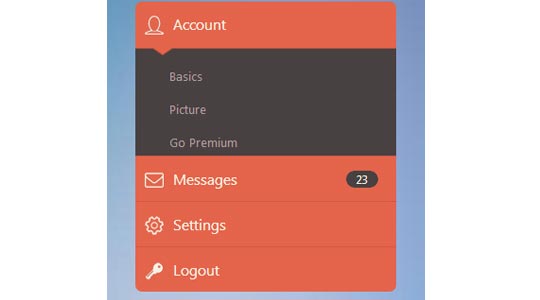 jQuery垂直手风琴菜单 菜单项带小图标